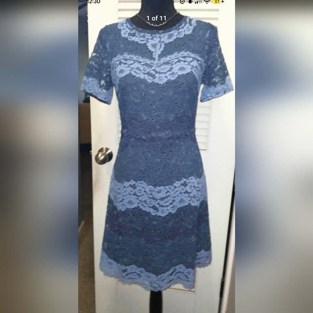Blue Lace Sheath Dress, Size 10, NWT